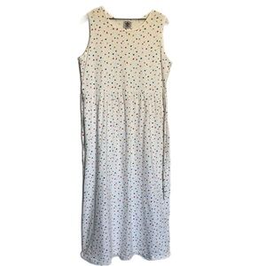 CMI 100% Cotton White Multicolor Ditsi Floral Sleeveless Tie Back Maxi Dress XL.